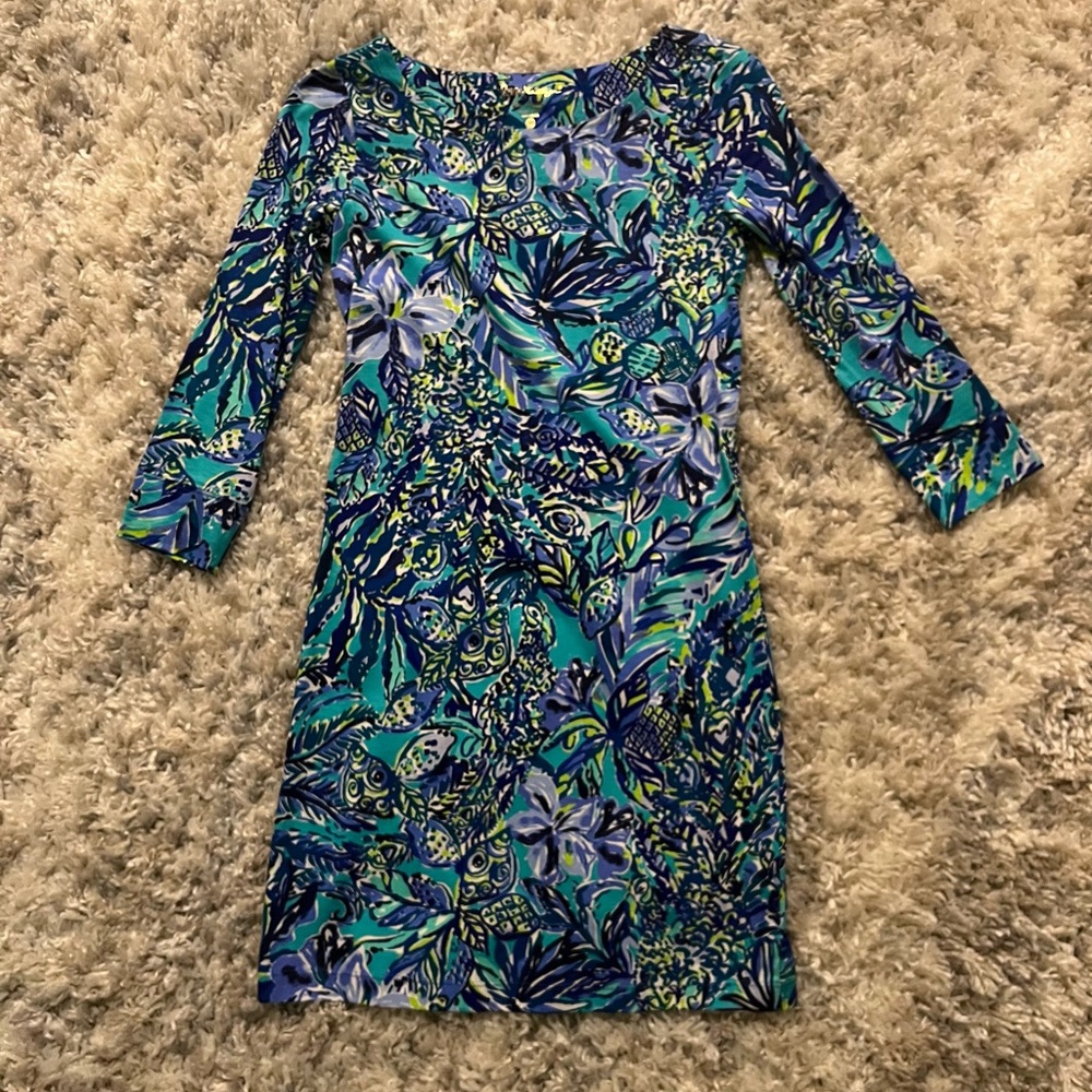 Lilly Pulitzer Blue and Green Floral Dress